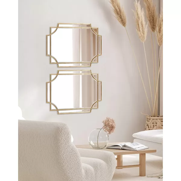 Kate and Laurel Minuette Glam Wall Mirror 24quot x 36quot Black Elegant Traditional Home Decor with A Boho CharmGold