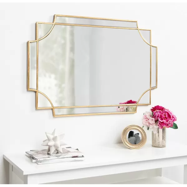 Kate and Laurel Minuette Glam Wall Mirror 24quot x 36quot Black Elegant Traditional Home Decor with A Boho CharmGold