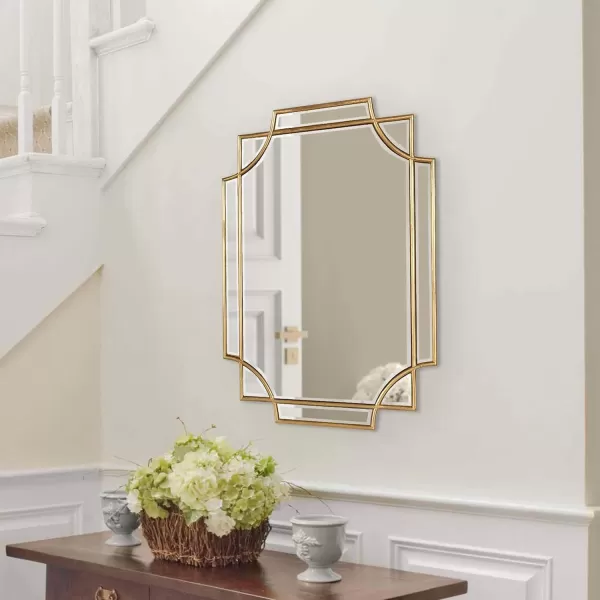 Kate and Laurel Minuette Glam Wall Mirror 24quot x 36quot Black Elegant Traditional Home Decor with A Boho CharmGold