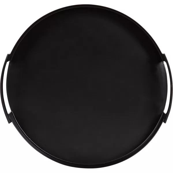 Kate and Laurel Myo Modern Round Metal Tray 15 Inch Diameter Black Decorative Circular Tray for Storage and DisplayBlack