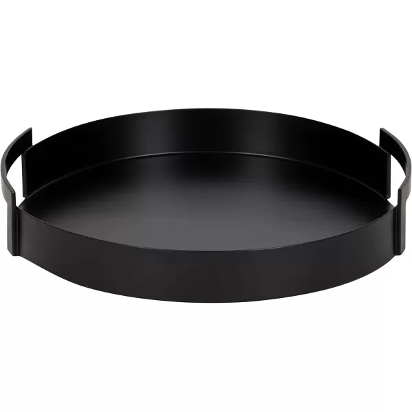 Kate and Laurel Myo Modern Round Metal Tray 15 Inch Diameter Black Decorative Circular Tray for Storage and DisplayBlack