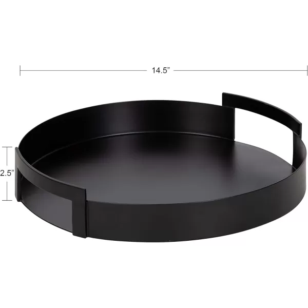 Kate and Laurel Myo Modern Round Metal Tray 15 Inch Diameter Black Decorative Circular Tray for Storage and DisplayBlack