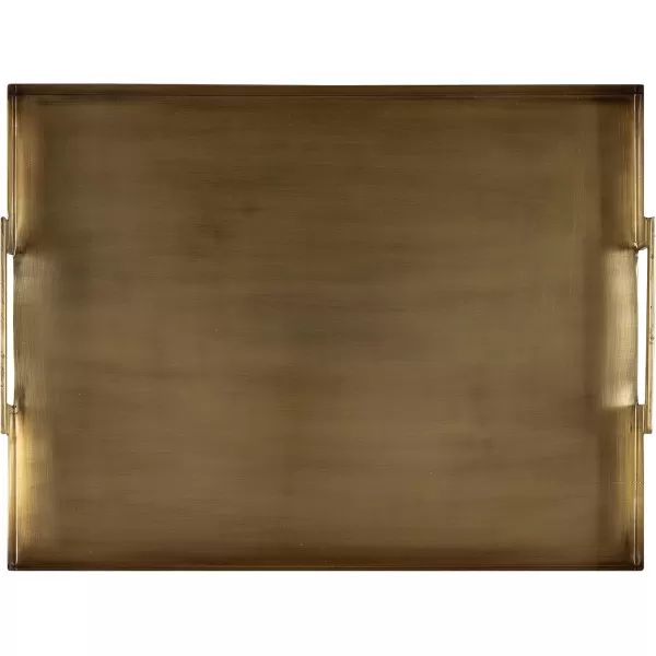 Kate and Laurel Myo Modern Sleek Metal Rectangle Tray 17 x 13 x 3 Black Contemporary Minimal Rectangular Decorative Tray for Storage Display and DecorGold