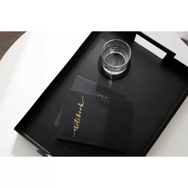 Kate and Laurel Myo Modern Sleek Metal Rectangle Tray 17 x 13 x 3 Black Contemporary Minimal Rectangular Decorative Tray for Storage Display and DecorBlack
