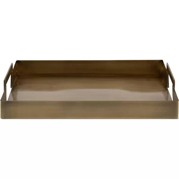 Kate and Laurel Myo Modern Sleek Metal Rectangle Tray 17 x 13 x 3 Black Contemporary Minimal Rectangular Decorative Tray for Storage Display and DecorGold