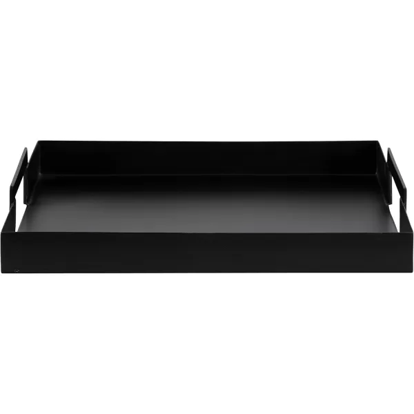 Kate and Laurel Myo Modern Sleek Metal Rectangle Tray 17 x 13 x 3 Black Contemporary Minimal Rectangular Decorative Tray for Storage Display and DecorBlack