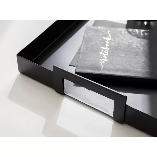 Kate and Laurel Myo Modern Sleek Metal Rectangle Tray 17 x 13 x 3 Black Contemporary Minimal Rectangular Decorative Tray for Storage Display and DecorBlack