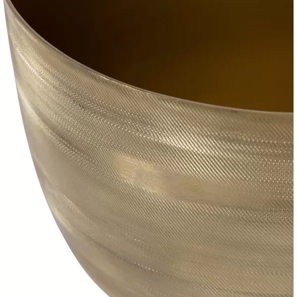 Kate and Laurel Navara Bohemian Round Metal Planter Set 2 Pieces Gold Sophisticated Modern Indoor Plant Stand
