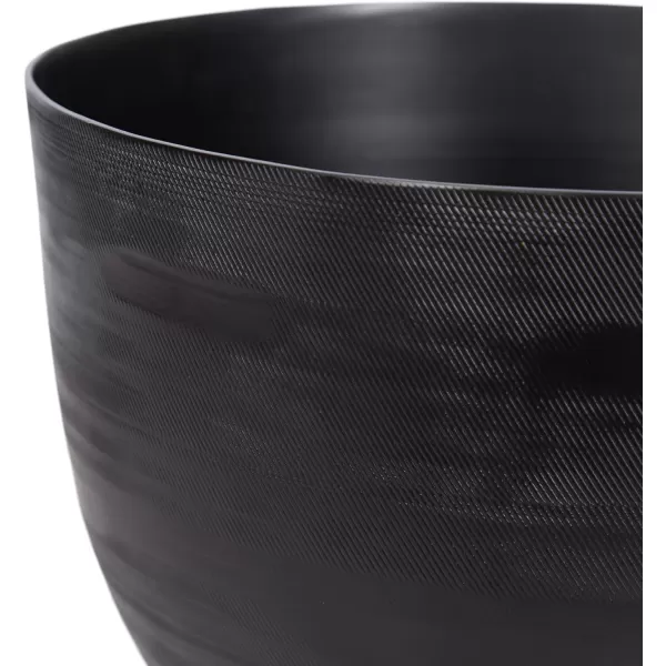 Kate and Laurel Navara Modern TwoPiece Round Metal Planter Set 2 Piece Set Black Planters for Indoor Plants with Engraved Texture and Size for Large Plants