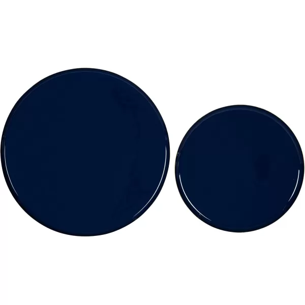 Kate and Laurel Neila Modern Tray Set 2 Pieces White and Gold Decorative Trays for Storage and DisplayNavy BlueGold