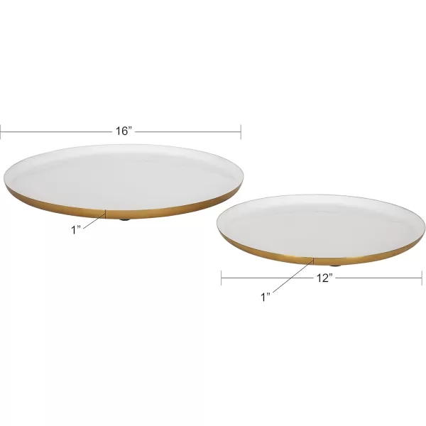 Kate and Laurel Neila Modern Tray Set 2 Pieces White and Gold Decorative Trays for Storage and DisplayWhiteGold