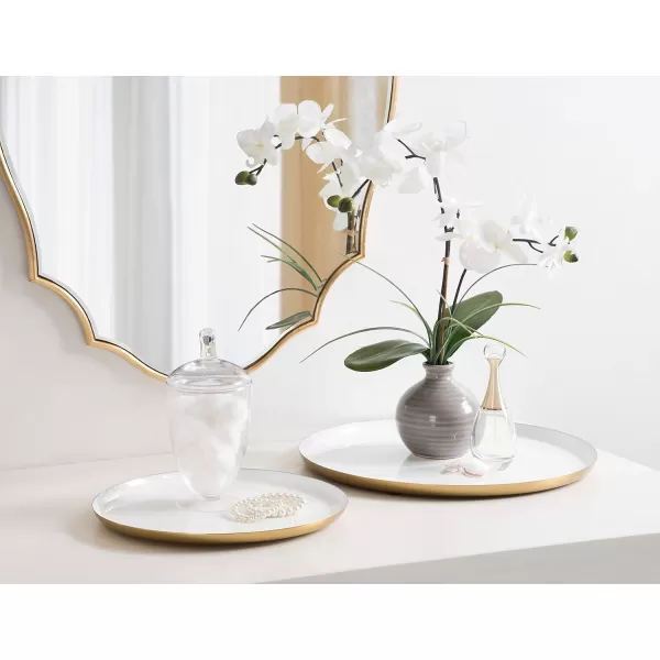 Kate and Laurel Neila Modern Tray Set 2 Pieces White and Gold Decorative Trays for Storage and DisplayWhiteGold