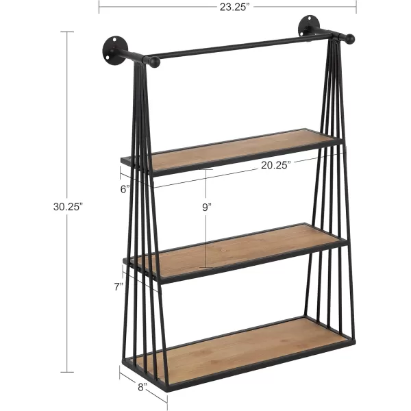 Kate and Laurel Nevin Rustic Three Tier Shelf 2325quot x 3025quot x 8quot Brown and Black Modern Farmhouse Inspired Wall Storage and Decor