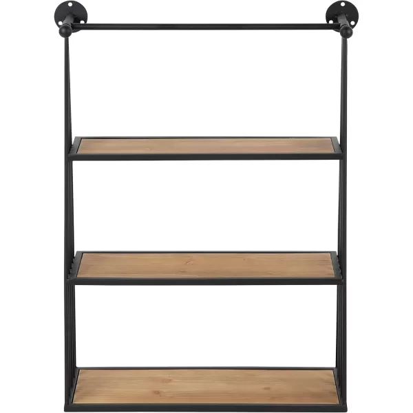 Kate and Laurel Nevin Rustic Three Tier Shelf 2325quot x 3025quot x 8quot Brown and Black Modern Farmhouse Inspired Wall Storage and Decor