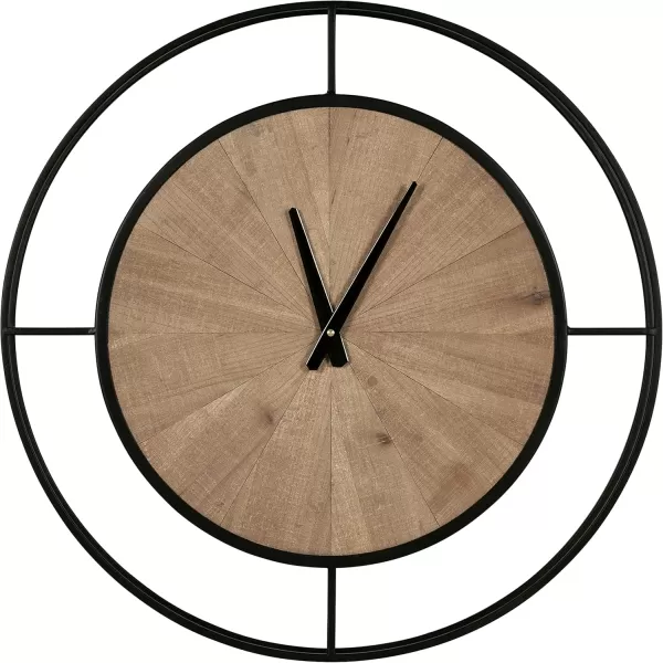 Kate and Laurel Newfield Modern Farmhouse Numberless Wall Clock 22 Inch Diameter Rustic Brown and Black Decorative Round Wood Clock for Farmhouse Decor