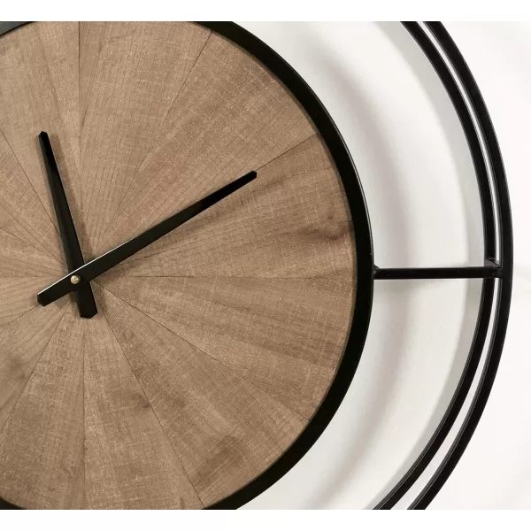 Kate and Laurel Newfield Modern Farmhouse Numberless Wall Clock 22 Inch Diameter Rustic Brown and Black Decorative Round Wood Clock for Farmhouse Decor