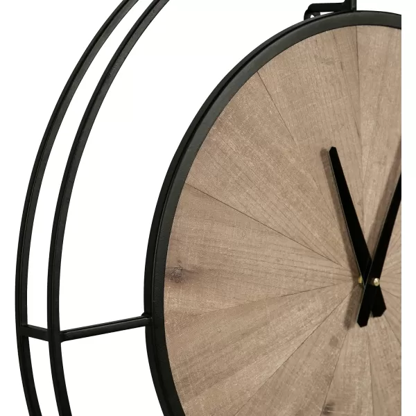 Kate and Laurel Newfield Modern Farmhouse Numberless Wall Clock 22 Inch Diameter Rustic Brown and Black Decorative Round Wood Clock for Farmhouse Decor