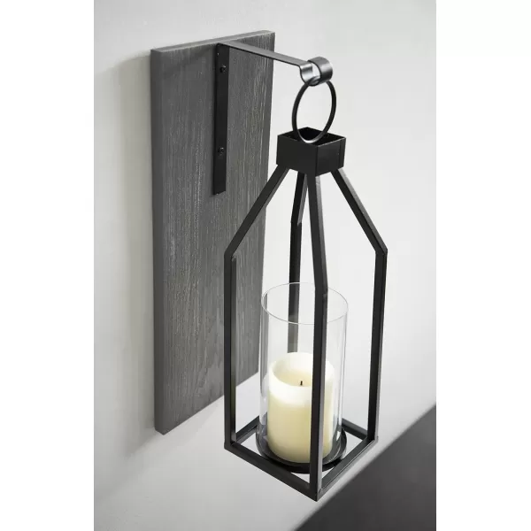 Kate and Laurel Oakly Wood and Metal Wall Sconce Gray Wall Candle Holder Farmhouse Decor