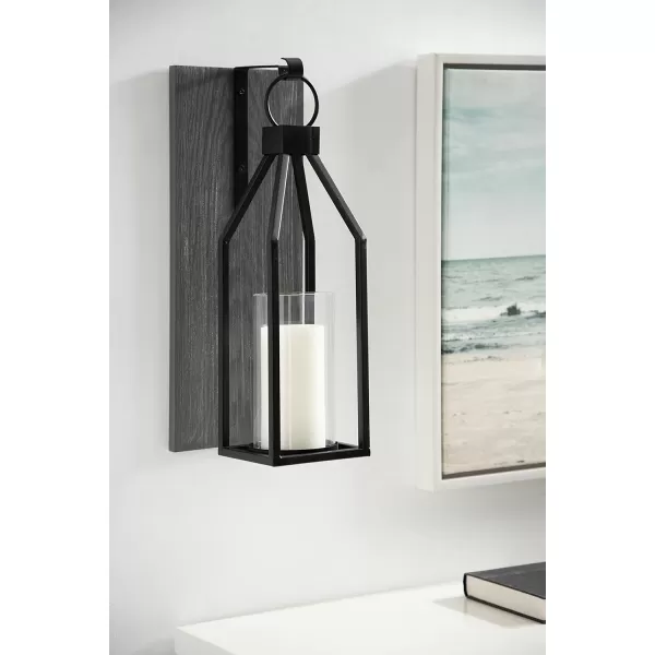 Kate and Laurel Oakly Wood and Metal Wall Sconce Gray Wall Candle Holder Farmhouse Decor