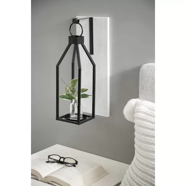 Kate and Laurel Oakly Wood and Metal Wall Sconce White Wall Candle Holder Farmhouse Decor