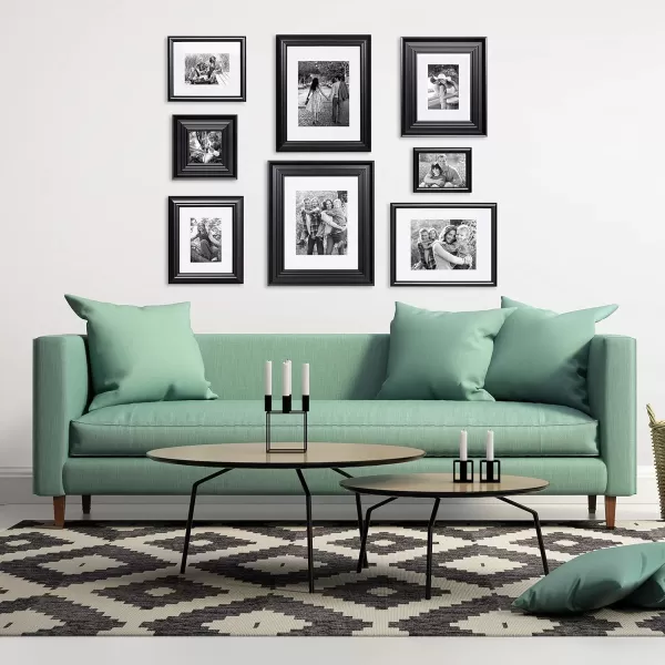 Kate and Laurel Odessa Gallery Wall 8 Piece Frame Set with Assorted Size Frames Black