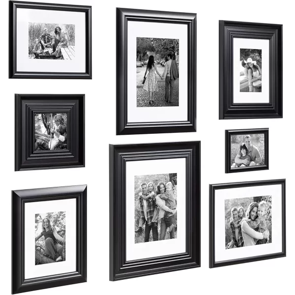 Kate and Laurel Odessa Gallery Wall 8 Piece Frame Set with Assorted Size Frames Black