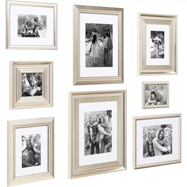 Kate and Laurel Odessa Gallery Wall 8 Piece Frame Set with Assorted Size Frames Champagne Gold8 Piece