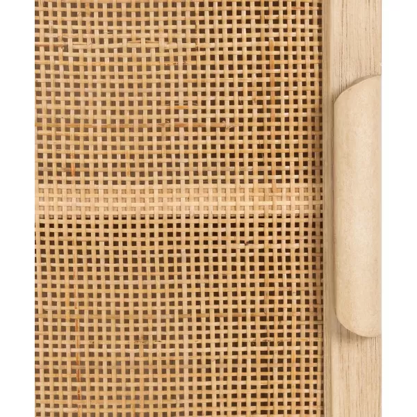 Kate and Laurel Ori Transitional Cane Wall Cabinet with Door 15 x 7 x 24 Natural Wood Decorative Rattan Over The Toilet Cabinet with Two Shelves and Bonus Storage CubbyNaturalCubby