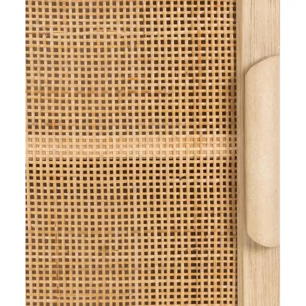 Kate and Laurel Ori Transitional Cane Wall Cabinet with Door 15 x 7 x 24 Natural Wood Decorative Rattan Over The Toilet Cabinet with Two Shelves and Bonus Storage CubbyNatural