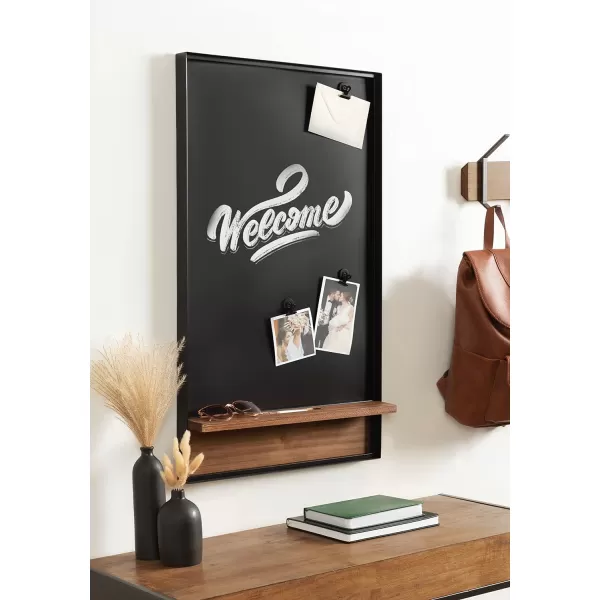 Kate and Laurel Owing Modern Farmhouse Magnetic Chalkboard with Shelf 20 x 34 Rustic Brown and Black Home Organization Chalkboard with Slot for Chalk and Four Magnetic Clips