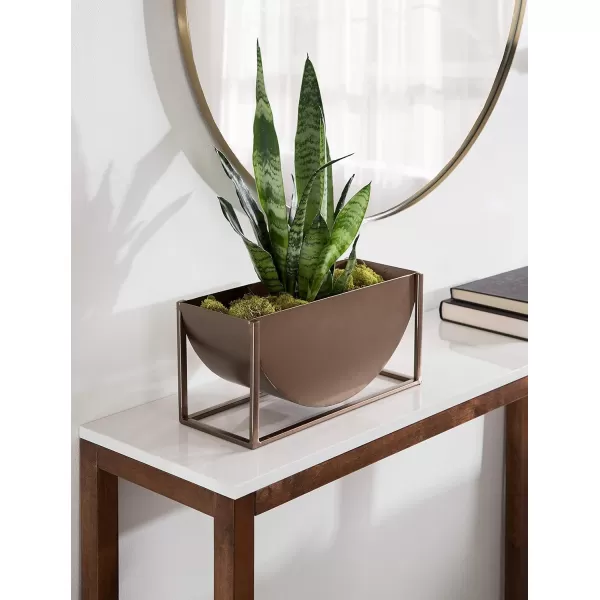 Kate and Laurel Ozar Modern Planter 12 x 5 x 6 Bronze Sophisticated Metal Planter for Freestanding DisplayBronze
