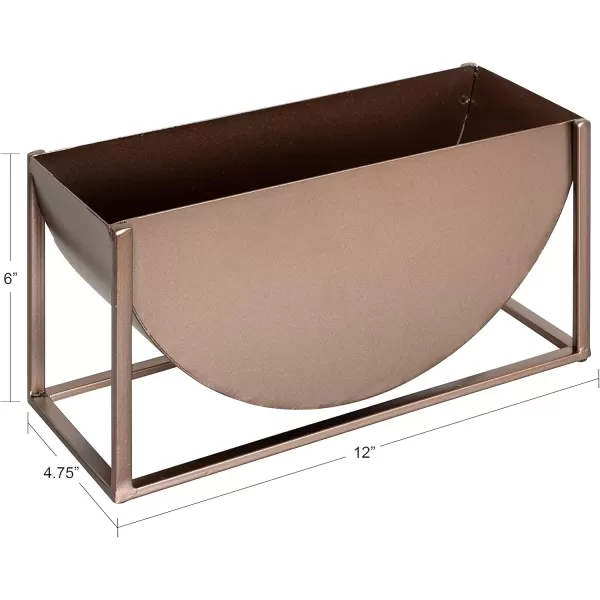 Kate and Laurel Ozar Modern Planter 12 x 5 x 6 Bronze Sophisticated Metal Planter for Freestanding DisplayBronze