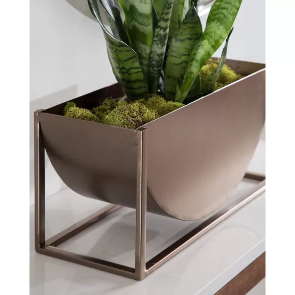 Kate and Laurel Ozar Modern Planter 12 x 5 x 6 Bronze Sophisticated Metal Planter for Freestanding DisplayBronze