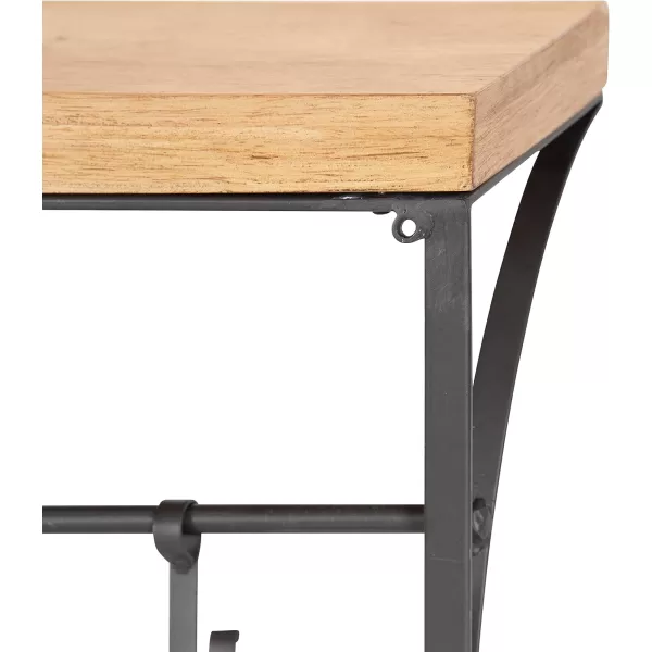 Kate and Laurel Ozias Farmhouse Shelf with Hooks 24 x 9 Rustic Brown and Black Sopisticated Coat Rack and Shelf for Storage and Display