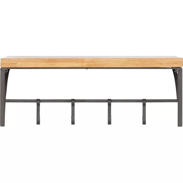 Kate and Laurel Ozias Farmhouse Shelf with Hooks 24 x 9 Rustic Brown and Black Sopisticated Coat Rack and Shelf for Storage and Display