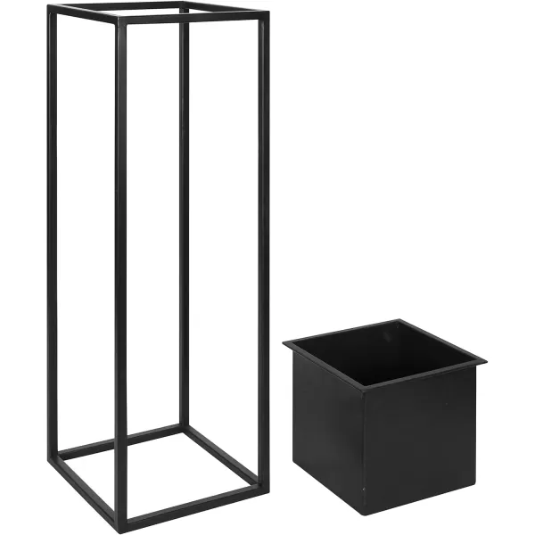 Kate and Laurel Palade Modern Indoor Plant Stand Set of 2 Black Chic Metal Indoor Planter