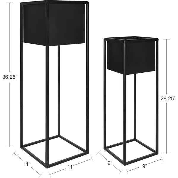 Kate and Laurel Palade Modern Indoor Plant Stand Set of 2 Black Chic Metal Indoor Planter