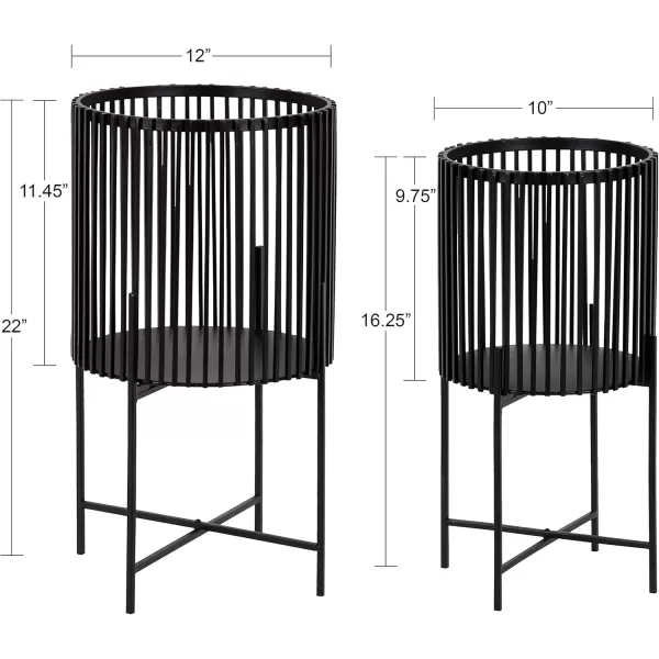 Kate and Laurel Paynter Floor Planter Set 2 Piece Natural 2 CountBlack
