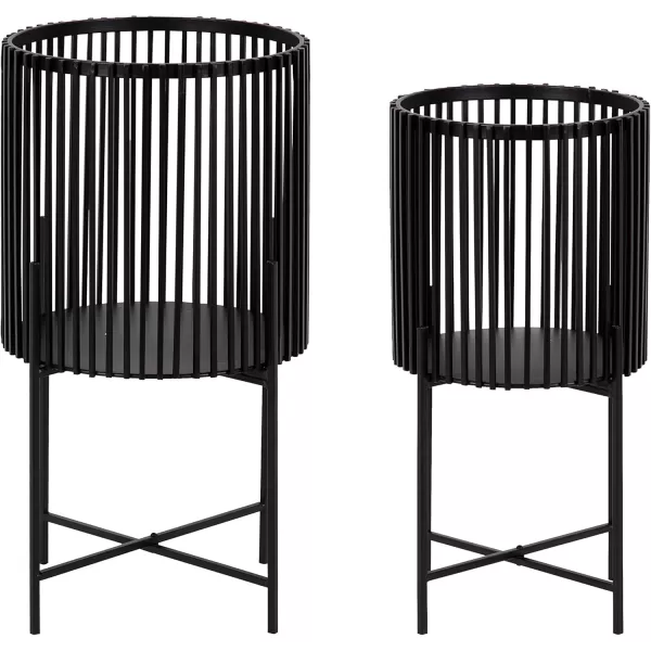 Kate and Laurel Paynter Floor Planter Set 2 Piece Natural 2 CountBlack