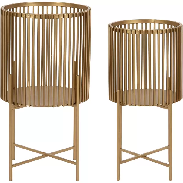 Kate and Laurel Paynter Floor Planter Set 2 Piece Natural 2 CountGold