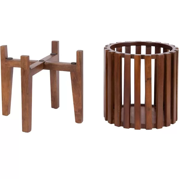 Kate and Laurel Paynter Floor Planter Set 2 Piece Natural 2 CountWalnut Brown