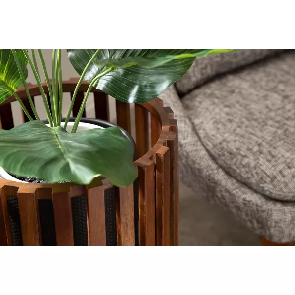Kate and Laurel Paynter Floor Planter Set 2 Piece Natural 2 CountWalnut Brown
