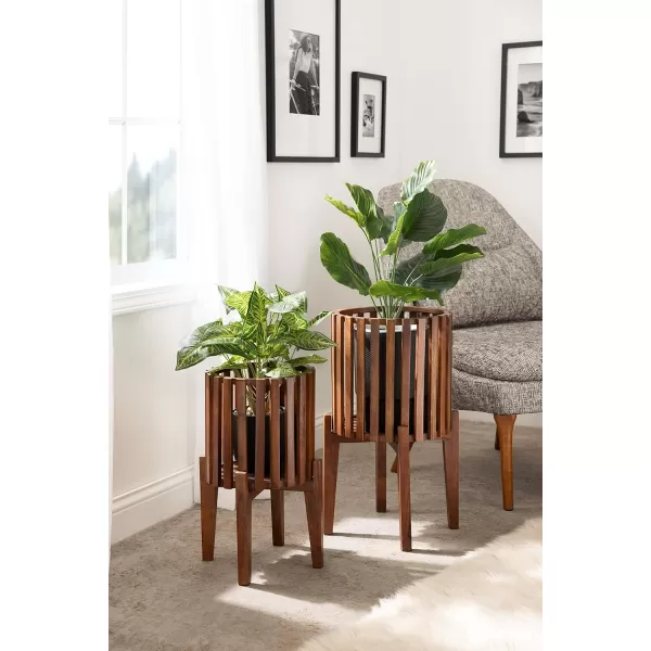 Kate and Laurel Paynter Floor Planter Set 2 Piece Natural 2 CountWalnut Brown