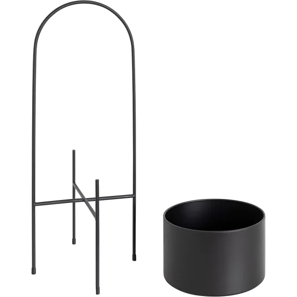 Kate and Laurel Peeto Modern Planter Set Set of 2 Black Decorative Freestanding Planters for Indoor PlantsBlack