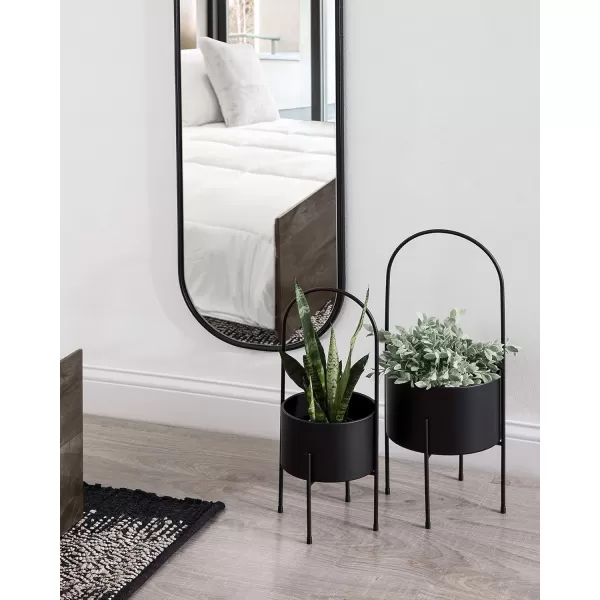 Kate and Laurel Peeto Modern Planter Set Set of 2 Black Decorative Freestanding Planters for Indoor PlantsBlack