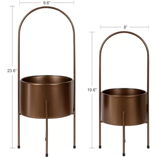 Kate and Laurel Peeto Modern Planter Set Set of 2 Black Decorative Freestanding Planters for Indoor PlantsBronze