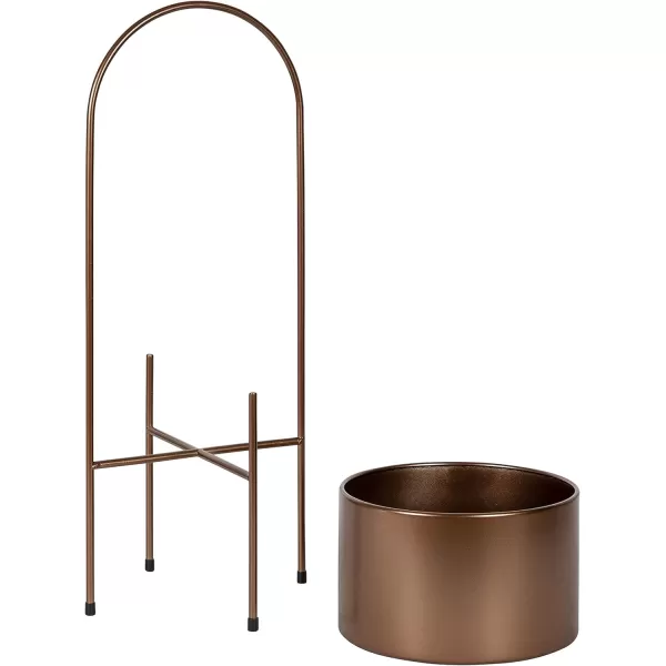 Kate and Laurel Peeto Modern Planter Set Set of 2 Black Decorative Freestanding Planters for Indoor PlantsBronze