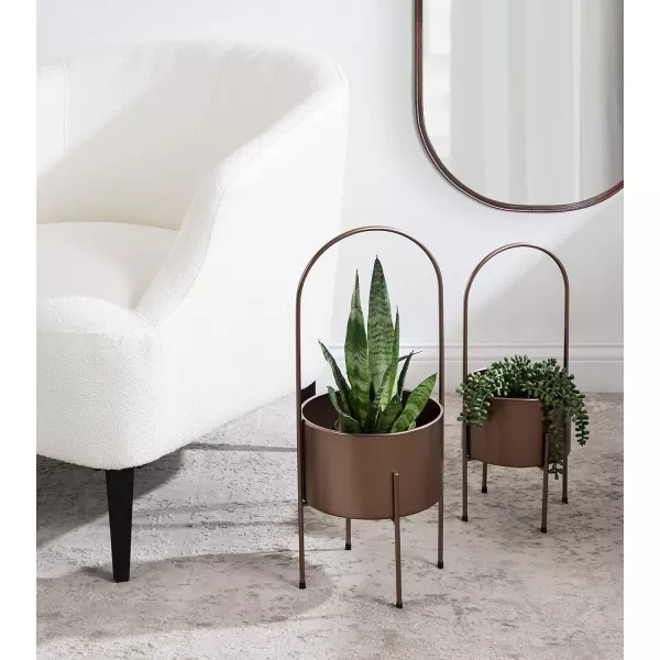 Kate and Laurel Peeto Modern Planter Set Set of 2 Black Decorative Freestanding Planters for Indoor PlantsBronze