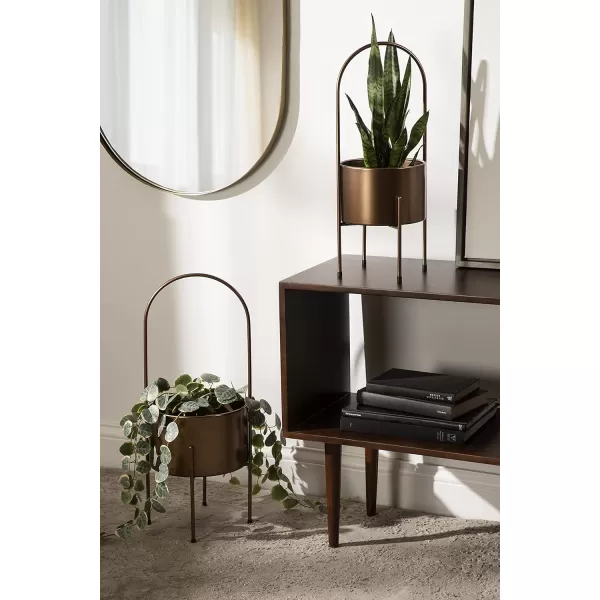 Kate and Laurel Peeto Modern Planter Set Set of 2 Black Decorative Freestanding Planters for Indoor PlantsBronze