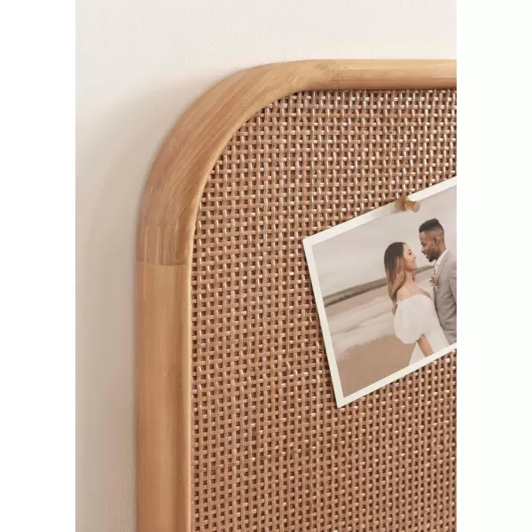 Kate and Laurel Planche Modern Rattan Wall Pinboard 20 x 26 Natural Wood Boho Rounded Rectangle Wall Organizer for Use as Cork Board Vision Board or Bulletin Board